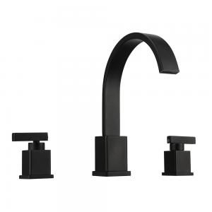  XBEST 2 Handle 3 Hole Widespread Matte Black Waterfall Bathroom Faucet,8 inch Vanity Sink Faucet