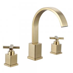 XBEST Lavatory Sink Faucet 3 Holes 8 Inch Widespread 2 Handles Bathroom Faucet with Pop Up Sink Drain - 副本