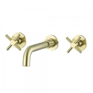 XBEST gold brush finish color brass material double handle Embedded concealed faucet - 副本