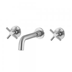 XBEST   brass material 3 handle brushed satin color Embedded concealed faucet - 副本